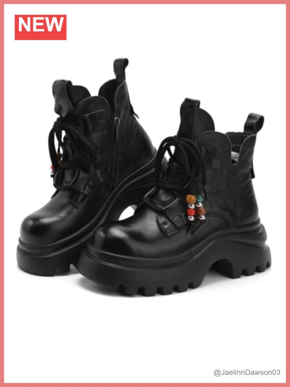 Womens Leather Ankle Boots Lace Up Platform Round Toe Zip Winter Casual